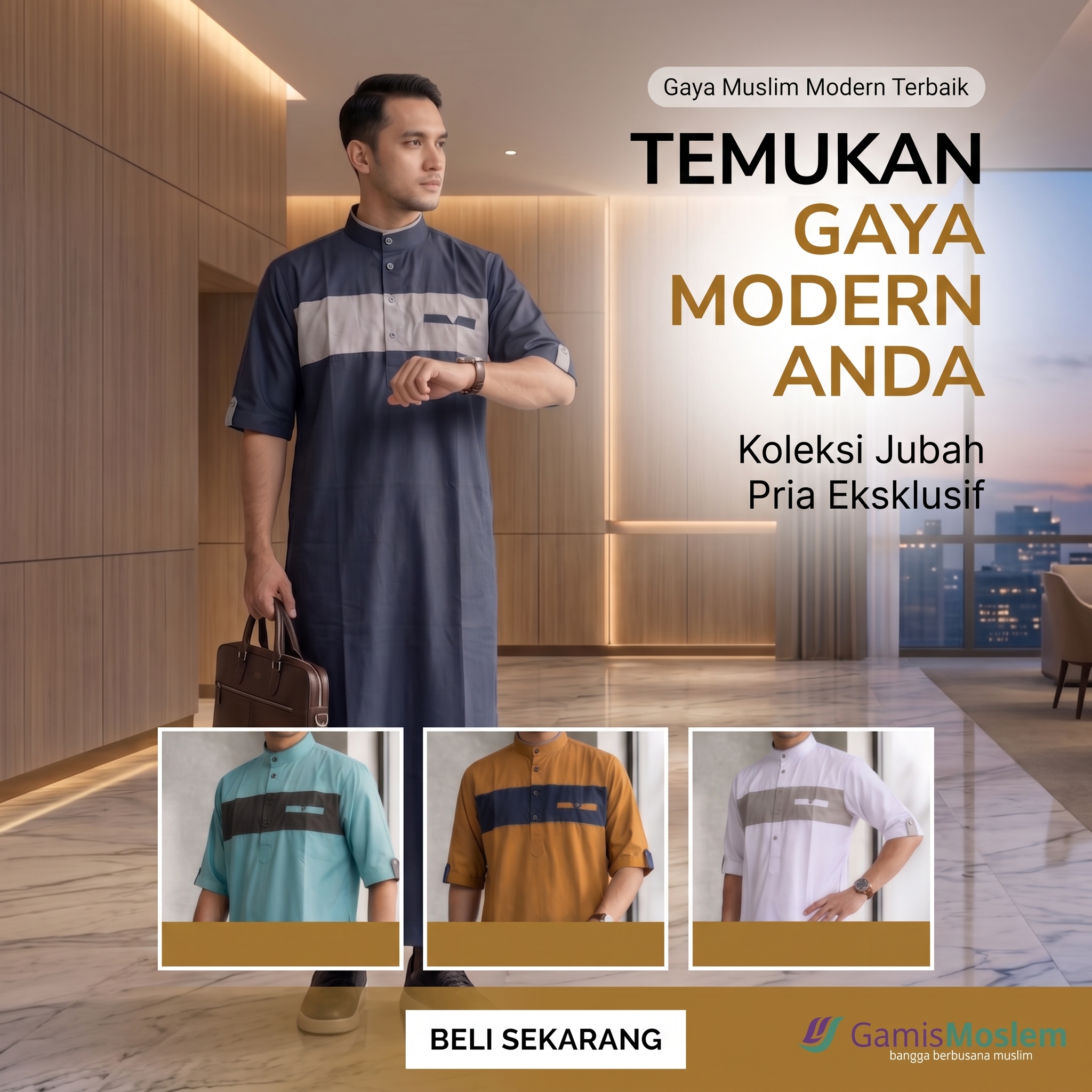 Foto model mengenakan jubah GamisMoslem